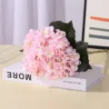 Mini artificial hydrangea bouquet 11 forks fake silk flowers for home wedding party decor - Pink