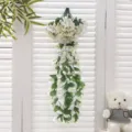 Fausse vigne de fleurs blanches suspendues pour décoration murale et balcon, plante réaliste. - Blanc