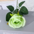 Τεχνητό μονό πράσινο τριαντάφυλλο λουλούδι ψεύτικο μεταξωτό διακόσμηση τραπεζιού σπιτιού. - Πράσινο