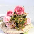Rosa künstlicher Pfingstrosen Rosen Blumenstrauß für Heimdekoration, Hochzeit und Fotorequisiten. - Rosa