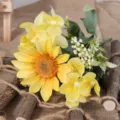 Künstlicher Sonnenblumen Hortensie Blumenstrauß rustikale Seidenblume Heimhochzeitsdeko - Gelb