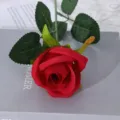 Τεχνητό κόκκινο τριαντάφυλλο μονό μίσχος μεταξωτό λουλούδι για διακόσμηση σπιτιού γάμος - Κόκκινο