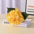 Bouquet d'hortensias artificiels jaunes, 11 branches fausses fleurs en soie pour déco de mariage. - Jaune