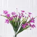 Artificial orchid flower bouquet plastic spring grass fake floral for home decor. - Red Lotus