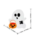 Adorno de madera de fantasma blanco de Halloween con cubo de calabaza y araña lindo - Calabaza Fantasma