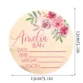 Disco de madera para anuncio de nacimiento de recién nacido con diseño floral, atrezzo. - Letrero de nombre E