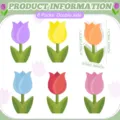 Colorful tulip tiered tray decor set, 6 packs double side printed wooden flower ornaments. - 6 Pieces