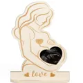 Marco de fotos ecografía mujer embarazada de madera decoración recuerdo regalo bebé - Adorno estilo A / 20x14.5x0.5cm
