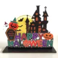 Halloween decorazione da tavola in legno, spaventoso zucca castello fantasma cartello. - Stile R