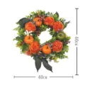 Ghirlanda autunnale artificiale con peonie e zucche, decorazione floreale da appendere. - 30x30cm
