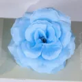Light blue artificial rose flower head for wedding decoration and DIY silk cloth crafts. - Light Blue