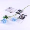 European style 3 head artificial peony flower blue fake rose home living room decor variant - Blue