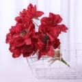 Artificial red peony flowers bouquet silk floral arrangement home wedding decor - Dark Red