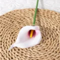 PU mini Calla lelie kunstbloem voor mooie huisdecoratie en fotografie nep bloemstengel - Witpaars