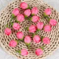 Künstliche Rosa Rosenknospen Kleine Stoff Rosenköpfe für DIY Handwerk Armband Zubehör - Rosa
