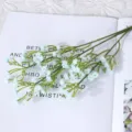 Artificial baby's breath flower light blue 3-prong fake floral bouquet for wedding decor. - Light Blue
