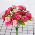 Künstlicher Rosenstrauß künstliche Blumen rosa Gesteck für Heimdekoration Hochzeit Tischdeko - Rosa