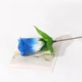 Künstliche blaue Rosenknospe einzelne Seidenblume gefälschte Blumen Deko für Hochzeit - Blau