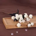 15 Köpfe PE Schaum Künstliche Rosen Falsche Blumen Mit Schwarzen Blättern Für Hochzeit - Milchweiß