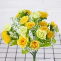 Künstlicher kleiner Rosenstrauch künstliche Blume für Zuhause Hochzeit Tisch gelb - Gelb