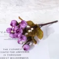 Künstliche Mini Rosen Knospen 15 Köpfe Herbst Stil Seidenblumen Kunstblumen Dekoration - Lila