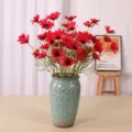 Künstlicher roter Gänseblümchen Blumenstrauß mit Keramikvase für Zuhause Hochzeit Party - Rot