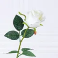 Einzelner künstlicher weißer Rosenzweig für Heimdekoration Hochzeitsfotografie Szene Requisite. - Weiß