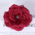 Artificial red silk rose flower head 8cm for wedding party home floral decoration craft - Dark Red