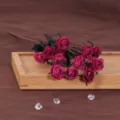 Künstliche 15-Kopf PE Schaum kleine Rosen Blumenstrauß Deko für Hochzeit Heimzubehör - Fuchsia