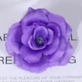 Purple artificial silk rose flower head for wedding decoration and DIY hair accessories. - Deep purple