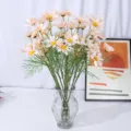 Künstlicher Gänseblümchen Blumenstrauß mit Glasvase Heimdekoration Tischdeko Fotografie - Champagner