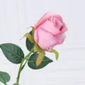 Fausse fleur de rose rose artificielle simple branche pour décoration maison et mariage - Rose Clair