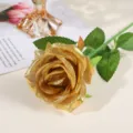Kuenstliche einzelne Kopf Gold Rose Blume Stoff gefaelschte Blumenstrauss Haus Hochzeit Dekor - Gold