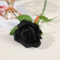 Schwarze künstliche einzelne Rosenblüte Stoff Blume für Heimtextilien Hochzeit Tischdeko - Schwarz