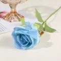 Artificial single blue rose flower for home decor and wedding party decoration fake floral. - Lake Blue