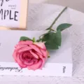 Artificial rose single head pink silk flower for home wedding decor floral arrangement - Rose Purple