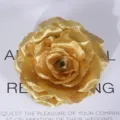 Gold artificial rose flower head 8cm fabric silk rose for wedding party decor floral arrangement - Gold