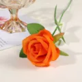 Artificial orange single head rose flower for home decor and wedding party arrangements. - Orange