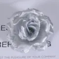 Silver glitter artificial rose flower head for wedding decoration and DIY craft items. - Silver
