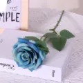 Künstliche Rose blaue Seide Blume einzelner Kopf kurzer Zweig für Hochzeit Dekor SKU - Blau