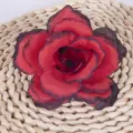 Simulation 8CM artificial silk rose flower head for wedding wall decor DIY craft party hat - Red and Black spots