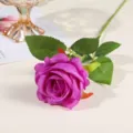 Artificial single head purple rose fabric flower for home wedding decoration SKU item - Purple