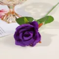Purple artificial single rose silk flower for home wedding decoration and floral arrangements. - Deep purple