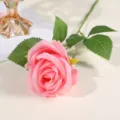 Artificial pink rose single stem fabric flower home decor wedding party arrangement - Flesh Pink