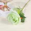 Artificial green rose flower single head fabric rose bouquet home wedding decor variant. - Light Green