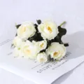 Miniatur künstliche Pfingstrose Seidenblumenstrauß für Hochzeit Heimdekoration Foto-Requisiten. - Milchweiß
