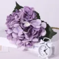 Artificial purple hydrangea single stem silk flower for home wedding decoration and floral styling. - Purple