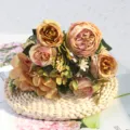 Künstlicher Pfingstrose Rosen Hortensie Blumenstrauß Hochzeit Heimdekoration Requisite - Khaki