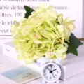 Artificial hydrangea flower yellow-green single stem silk floral decor home wedding party prop - Green
