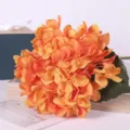 Artificial orange hydrangea flower for wedding home decor, realistic silk floral arrangement. - Light Orange